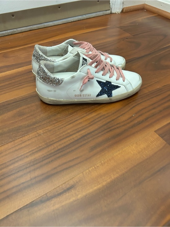 Golden Goose Shoes - Goldstar Women’s White Glitter Star Sneakers - Pink Laces